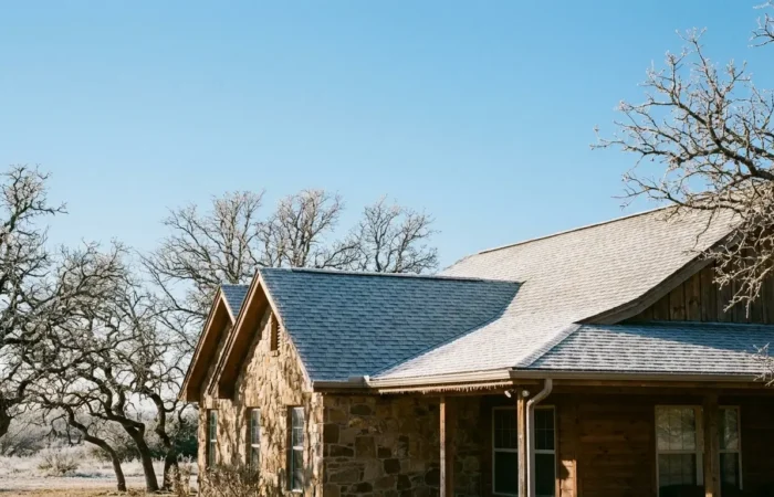 West Texas home roof on a frosty winter morning in Lubbock after winter roof maintenance