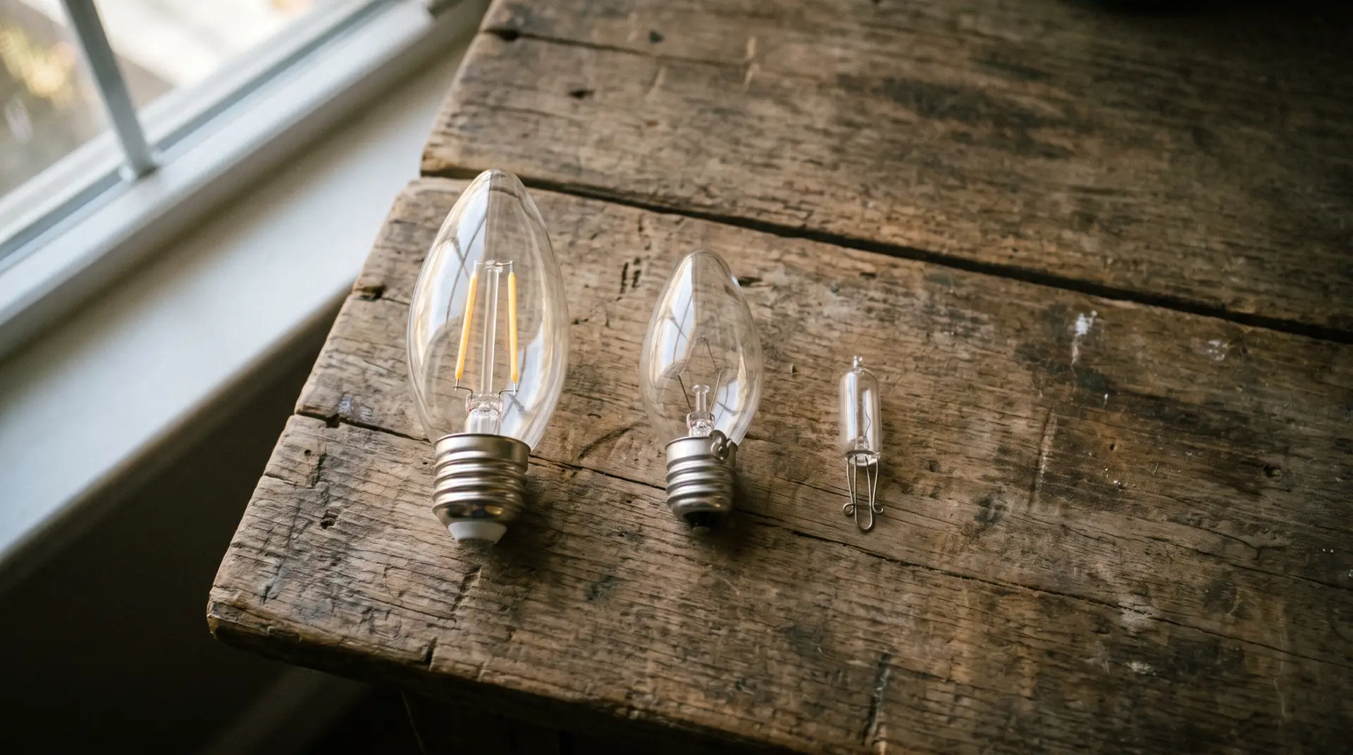 Christmas light bulb types compared side by side along a Lubbock home roofline