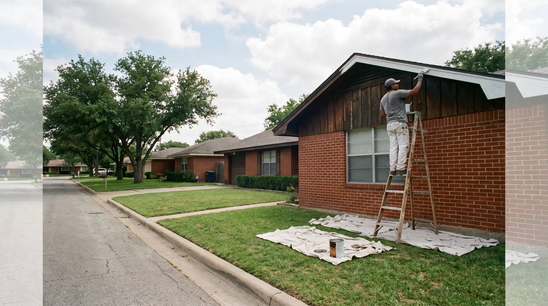 Chalking and faded exterior paint on the sun-facing wall of a Lubbock home