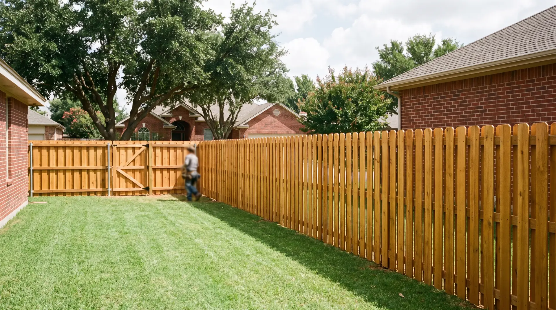 Finished six-foot wood privacy fence along a residential property line in Lubbock
