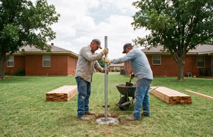 New cedar privacy fence showing fence installation cost factors in a Lubbock backyard
