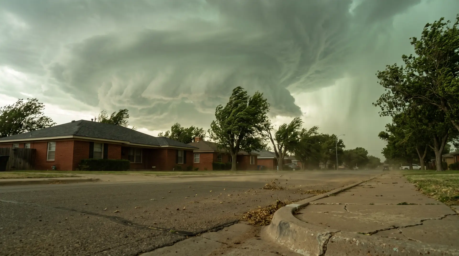 Hailstones collected in a gutter beside dented downspouts on a West Texas home