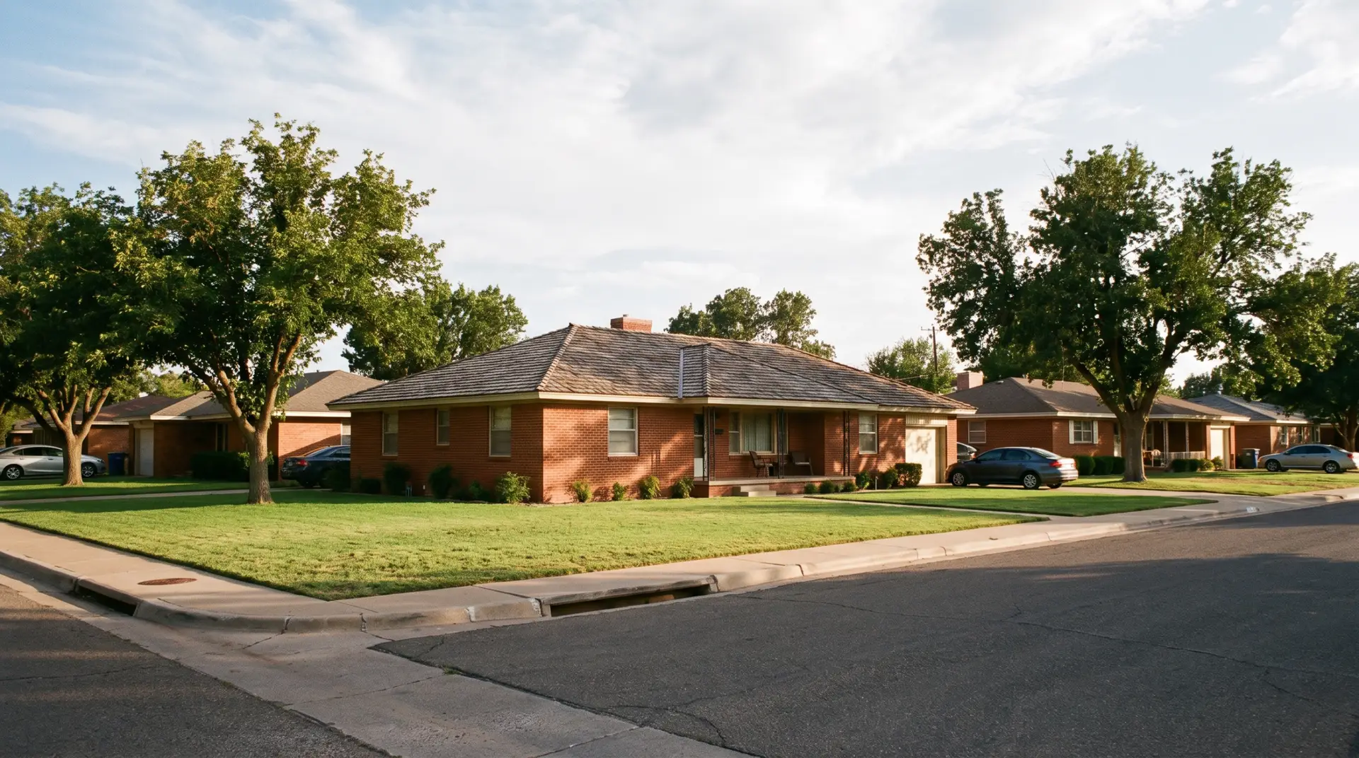 Finished grey shingle roof on a single-story Lubbock home against afternoon light
