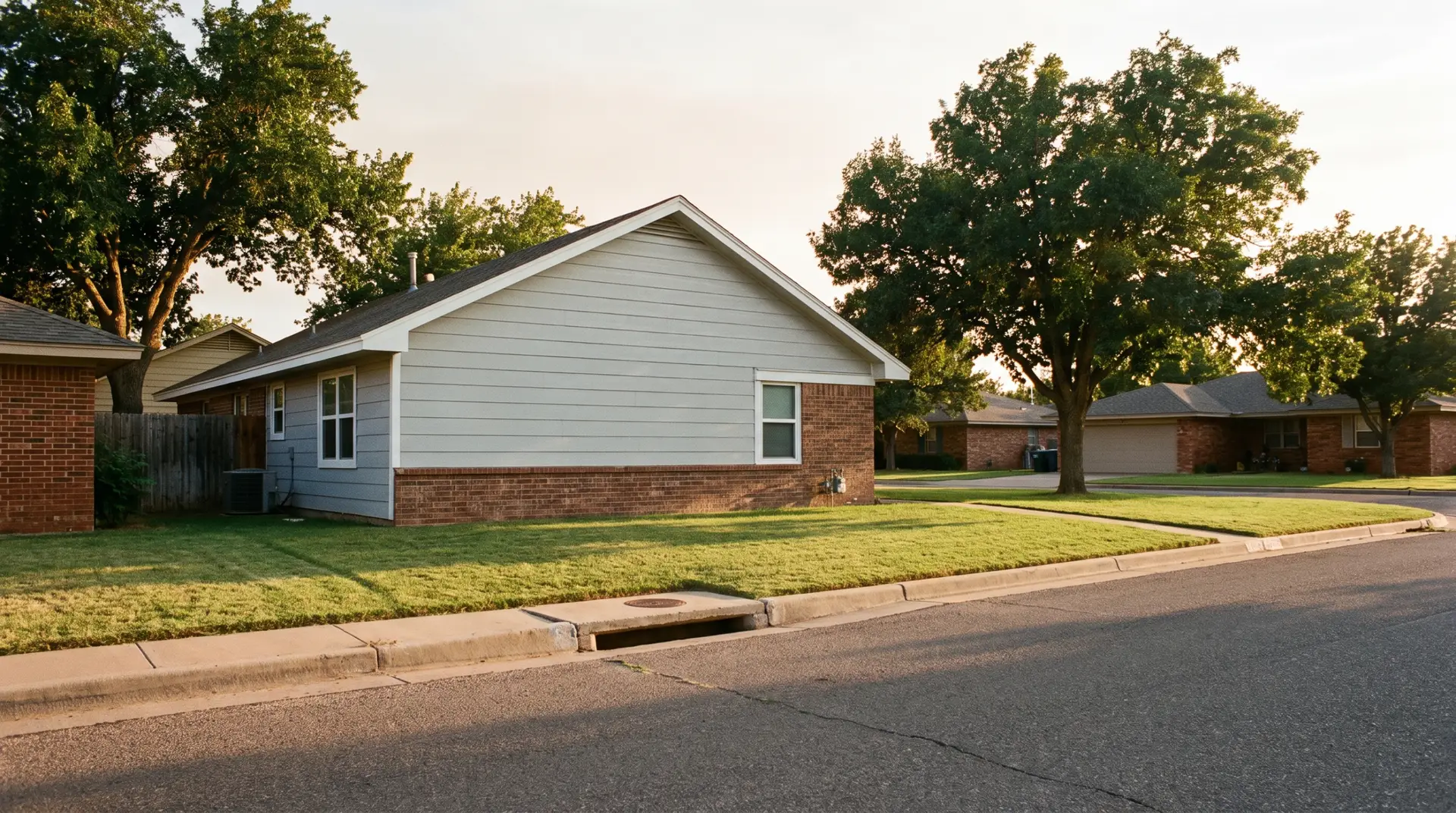 Finished siding and trim on a single-story Lubbock home in an established neighborhood
